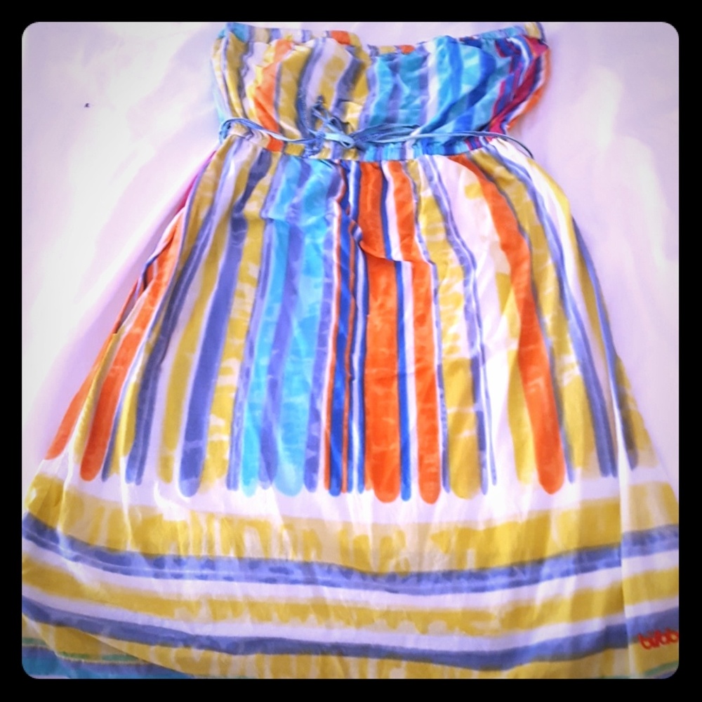 Stripped strapless dress